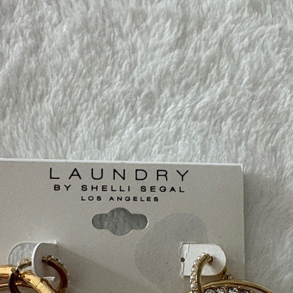 Laundry by Shelli Segal Gold Crystal Hoop Earrings - Picture 2 of 3